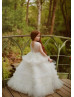 Ivory Tulle Ruffles V Back Fabulous Flower Girl Dress